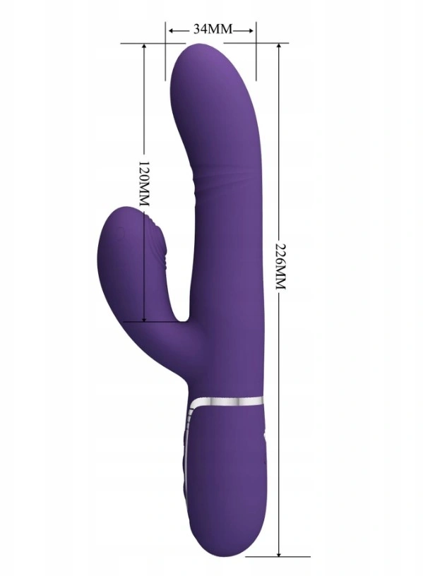 Vibrator Twinkled Tenderness Mariana, 4 in 1, Silicon, USB, Mov, 22.6 cm, #4, Erotic24.ro