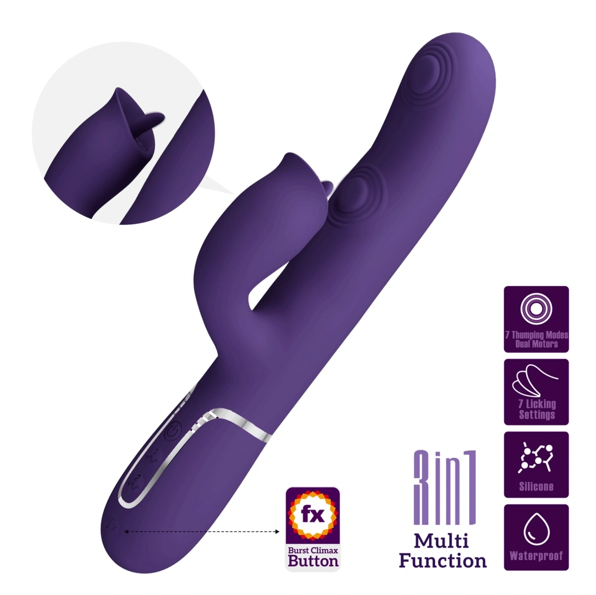 Vibrator Twinkled Tenderness Gigi, 7 Moduri Pulsare, 7 Moduri Licking, Silicon, USB, Mov, 22.8 cm, #6, Erotic24.ro