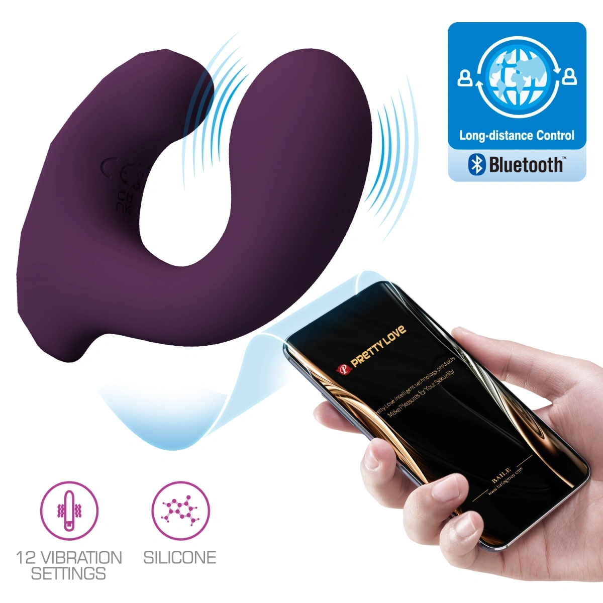 Vibrator Billy, 12 Moduri Vibratii, Bluetooth Control Free App, Silicon, USB, Mov