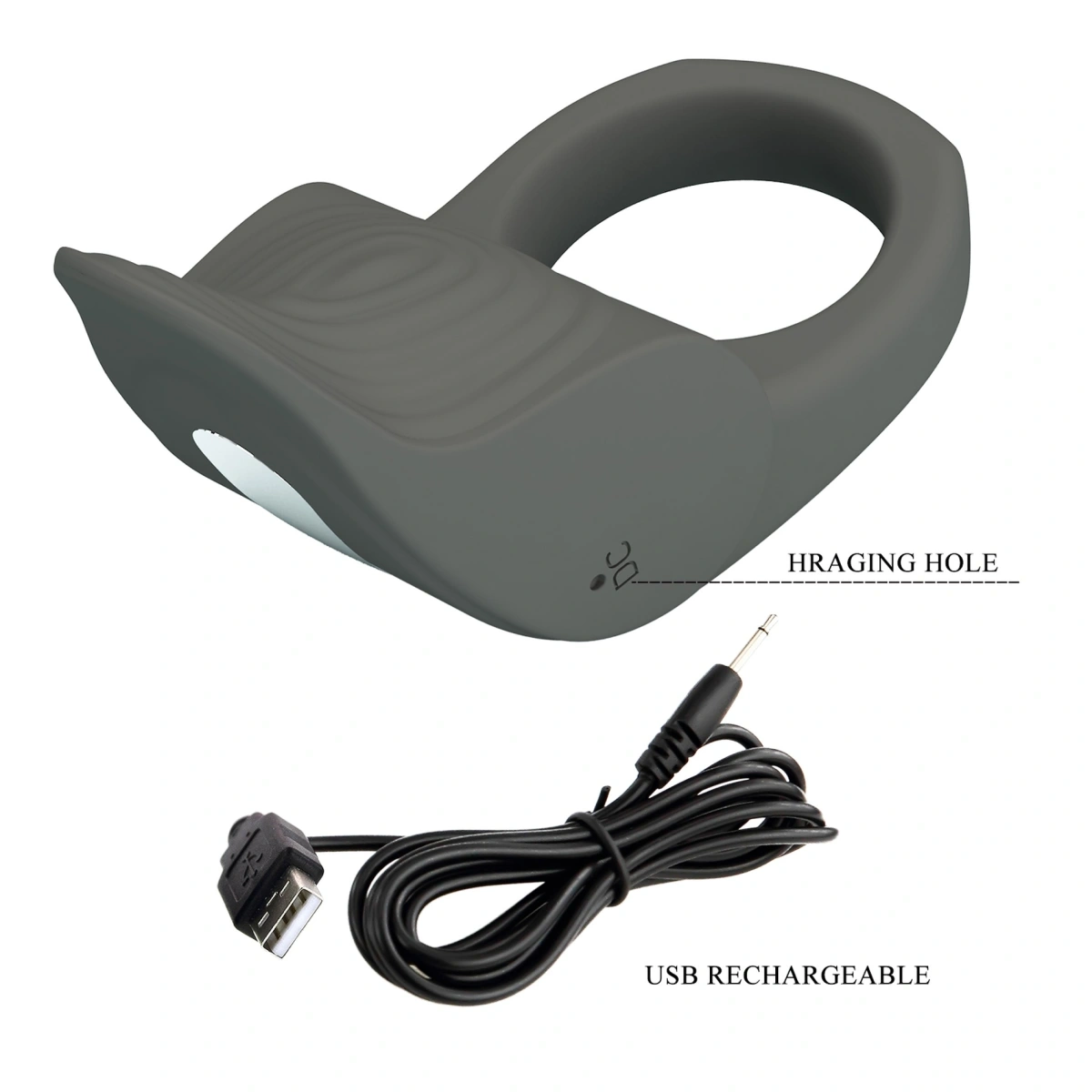 Inel de Penis Master Alto, 10 Moduri Vibratii, Silicon, USB, Negru, Nr. 9, Erotic24.ro