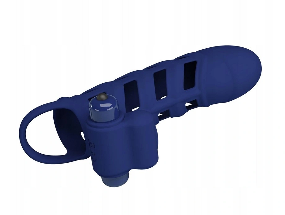 Manson Penis Altaf cu Stimulator Clitoridian, 10 Moduri Vibratii, Silicon, Albastru, #3, Erotic24.ro