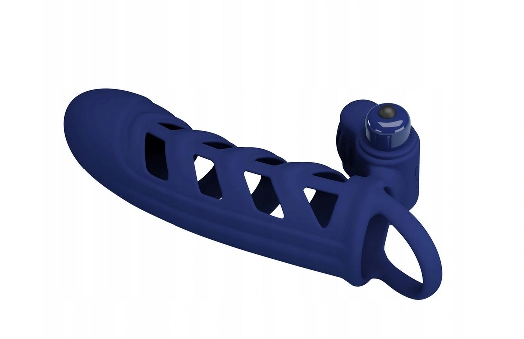 Manson Penis Altaf cu Stimulator Clitoridian, 10 Moduri Vibratii, Silicon, Albastru, #2, Erotic24.ro