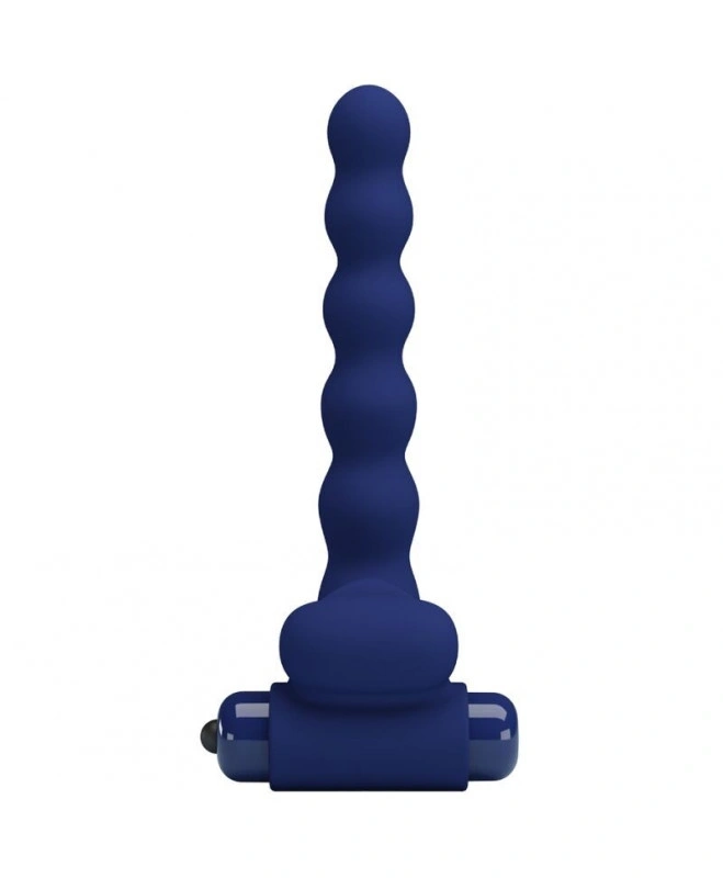 Inel de Penis cu Stimulator Anal Ajmal, 10 Moduri Vibratii, Silicon, Albastru, Nr. 3, Erotic24.ro