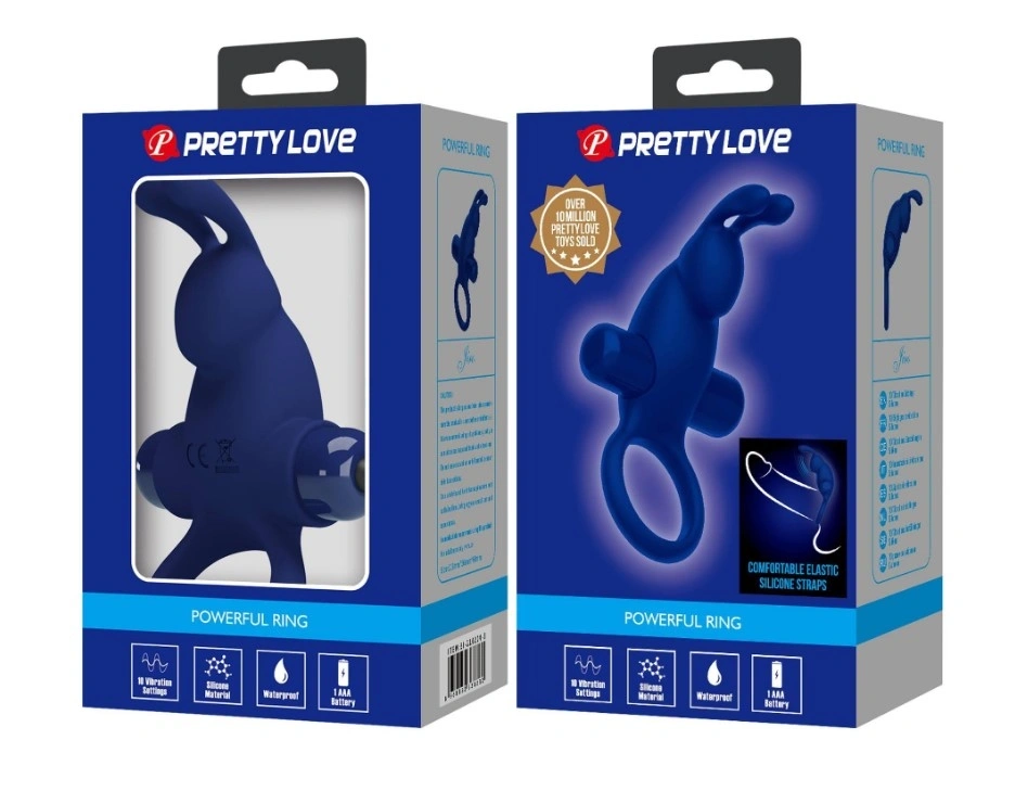 Inel de Penis Jiro, 10 Moduri Vibratii, Silicon, Albastru, #8, Erotic24.ro