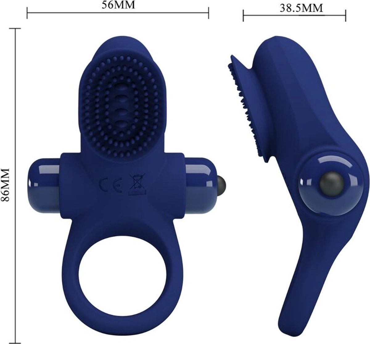 Inel de Penis Palle, 10 Moduri Vibratii, Silicon, Albastru, #3, Erotic24.ro