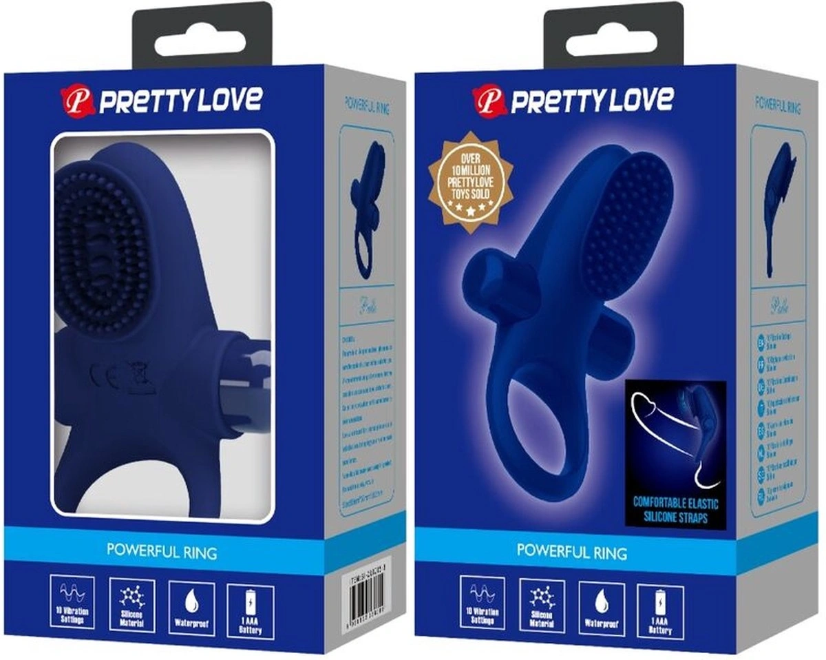 Inel de Penis Palle, 10 Moduri Vibratii, Silicon, Albastru, #8, Erotic24.ro