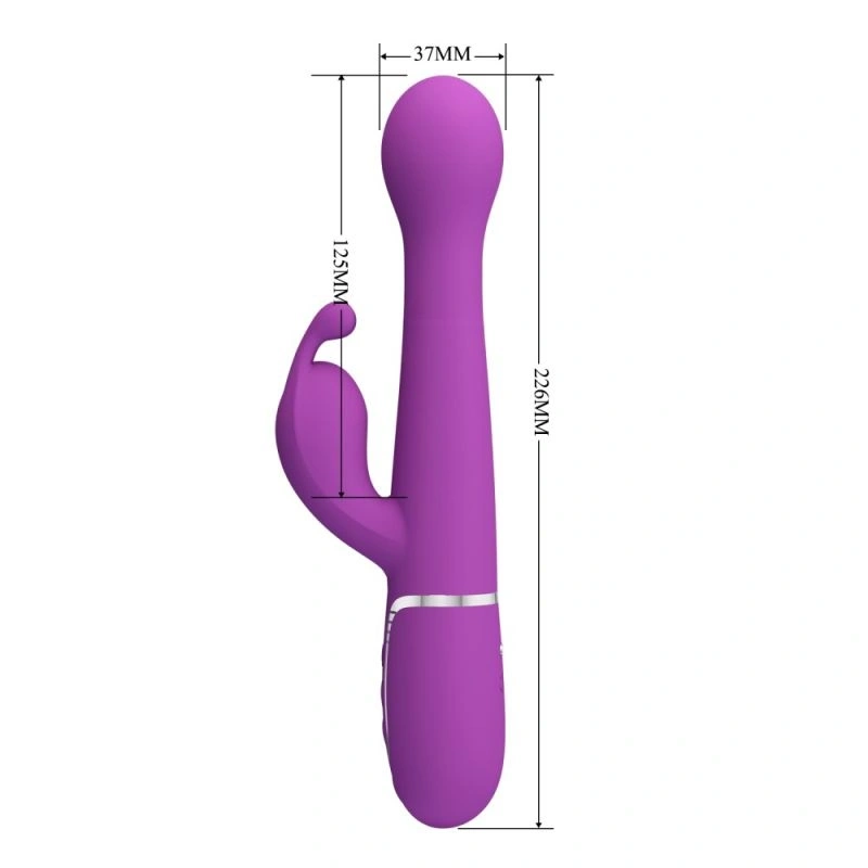 Vibrator Iepuras Dejon, 7 Moduri Vibratii, 4 Moduri Impingere si Rotatii, Silicon, USB Magnetic, Mov Inchis, 22.6 cm, #6, Erotic24.ro