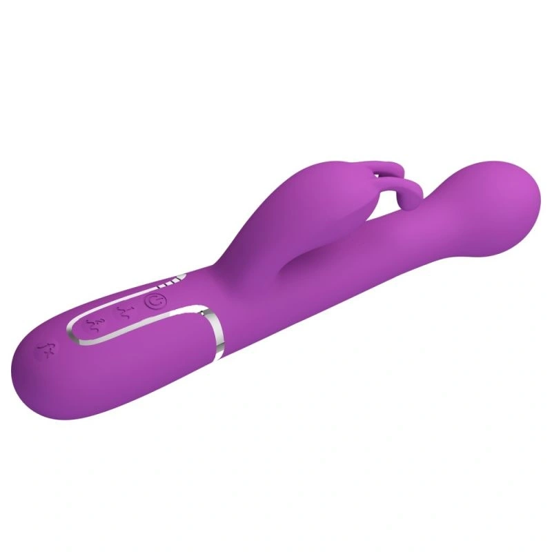 Vibrator Iepuras Dejon, 7 Moduri Vibratii, 4 Moduri Impingere si Rotatii, Silicon, USB Magnetic, Mov Inchis, 22.6 cm, #5, Erotic24.ro