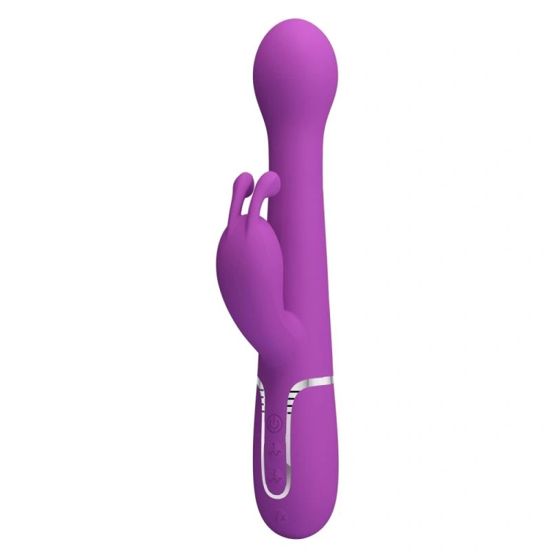 Vibrator Iepuras Dejon, 7 Moduri Vibratii, 4 Moduri Impingere si Rotatii, Silicon, USB Magnetic, Mov Inchis, 22.6 cm, #2, Erotic24.ro