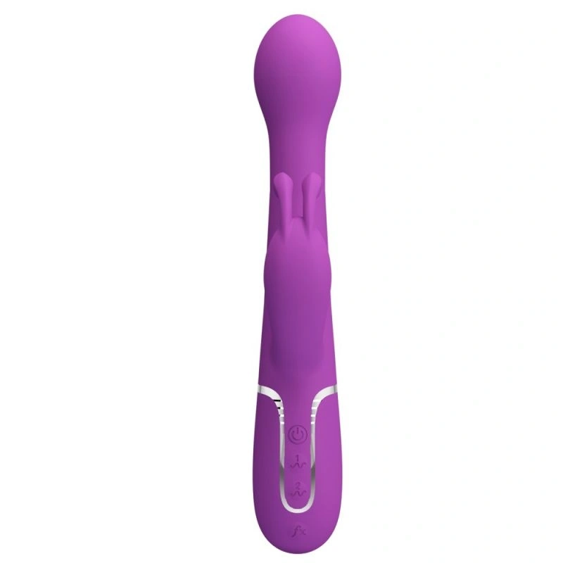Vibrator Iepuras Dejon, 7 Moduri Vibratii, 4 Moduri Impingere si Rotatii, Silicon, USB Magnetic, Mov Inchis, 22.6 cm, #3, Erotic24.ro