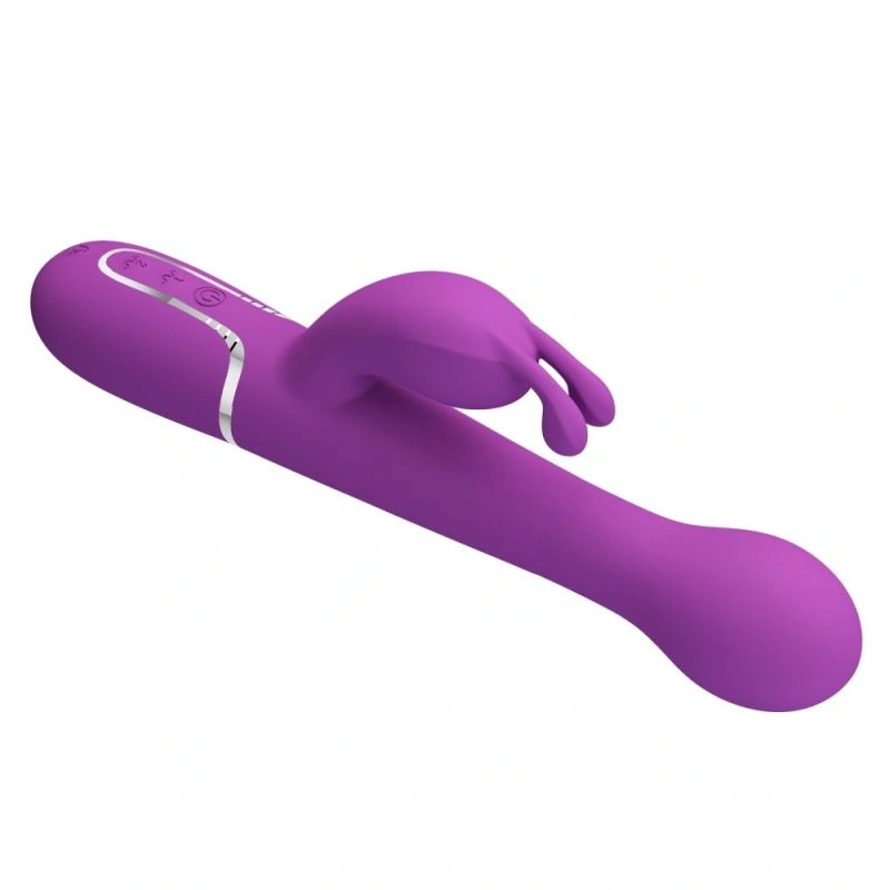 Vibrator Iepuras Dejon, 7 Moduri Vibratii, 4 Moduri Impingere si Rotatii, Silicon, USB Magnetic, Mov Inchis, 22.6 cm, #4, Erotic24.ro