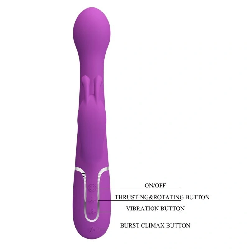 Vibrator Iepuras Dejon, 7 Moduri Vibratii, 4 Moduri Impingere si Rotatii, Silicon, USB Magnetic, Mov Inchis, 22.6 cm, #7, Erotic24.ro
