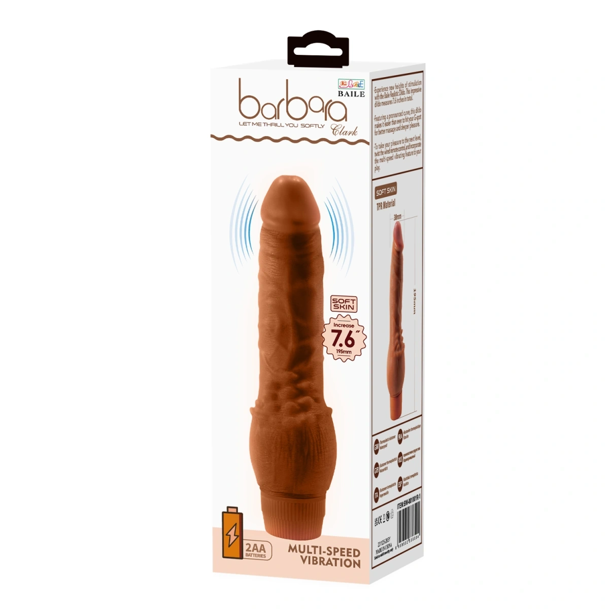 Vibrator Multispeed Clark Barbara, TPR, Maro, 19.5 cm, #10, Erotic24.ro