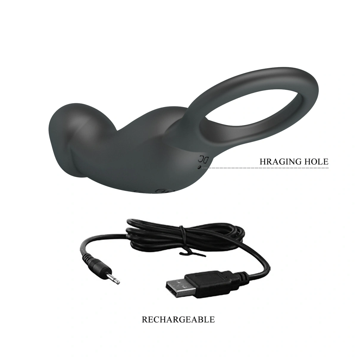 Inel de Penis Trae Vibrating Egg Bullet, 7 Moduri Vibratii, Silicon, USB, Negru, #8, Erotic24.ro