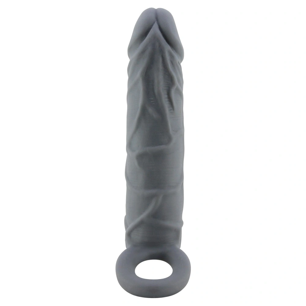 Prelungitor de Penis +6 cm, LifeLike Skin, Gri Inchis, 18 cm, Nr. 5, Erotic24.ro