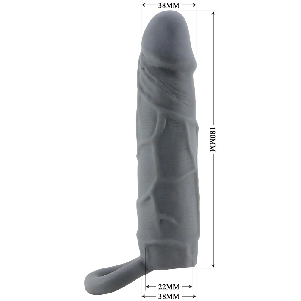 Prelungitor de Penis +6 cm, LifeLike Skin, Gri Inchis, 18 cm, Nr. 4, Erotic24.ro