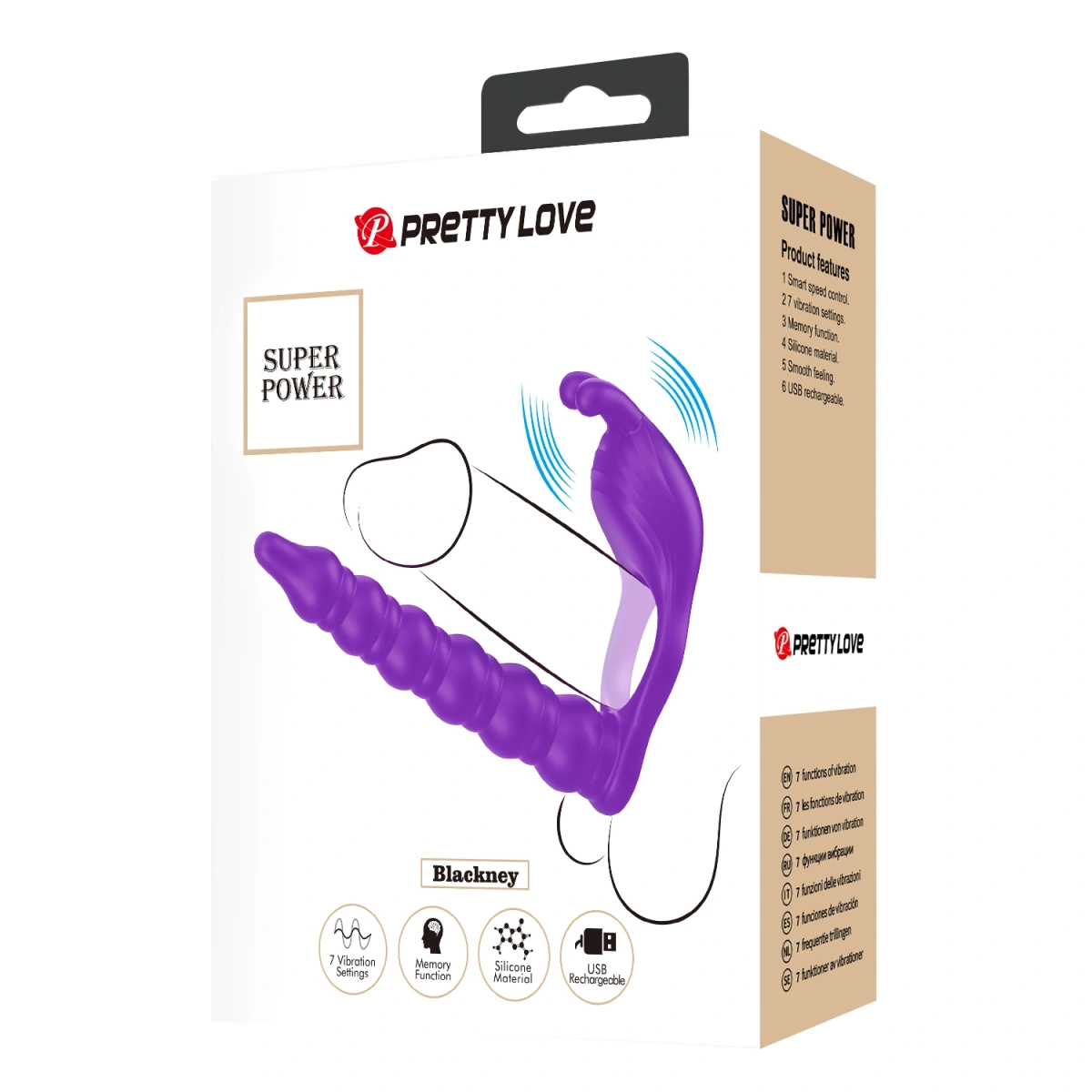 Inel de Penis cu Stimulator Anal Blackney, 7 Moduri Vibratii, Silicon, USB, Mov, #6, Erotic24.ro