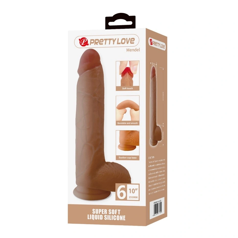 Dildo Realist Mendel cu Ventuza, Silicon Lichid, Natural, 25.5 cm, Nr. 6, Erotic24.ro
