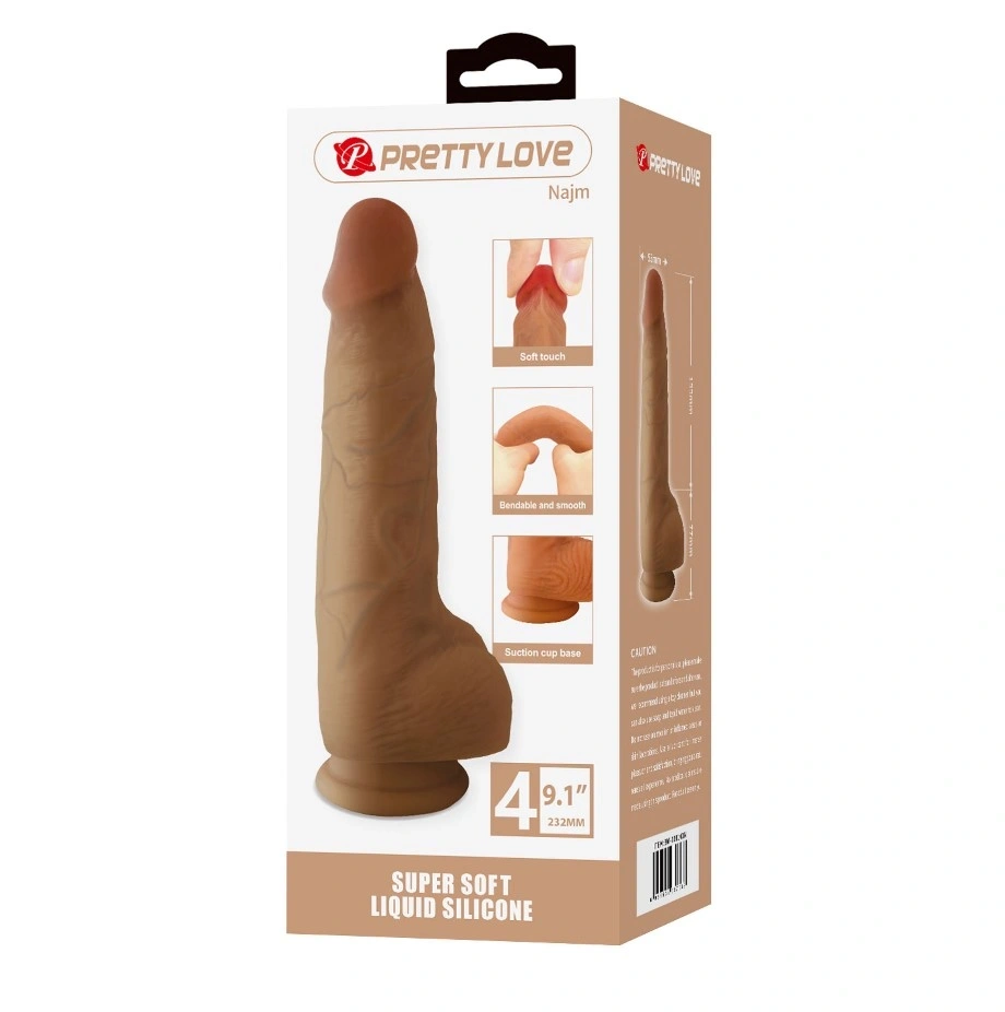 Dildo Realist Najm cu Ventuza, Silicon Lichid, Natural, 23.2 cm, #6, Erotic24.ro