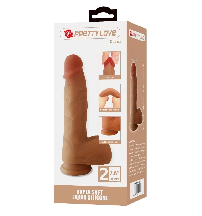 Dildo Realist Duvall cu Ventuza, Silicon Lichid, Natural, 19.3 cm, #7, Erotic24.ro