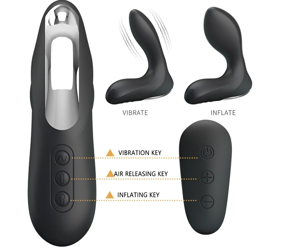 Stimulator Prostata Gonflabil, Remote Control, 12 Moduri Vibratii, Silicon, USB, Negru, #4, Erotic24.ro