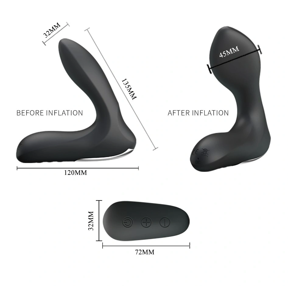 Stimulator Prostata Gonflabil, Remote Control, 12 Moduri Vibratii, Silicon, USB, Negru, #5, Erotic24.ro