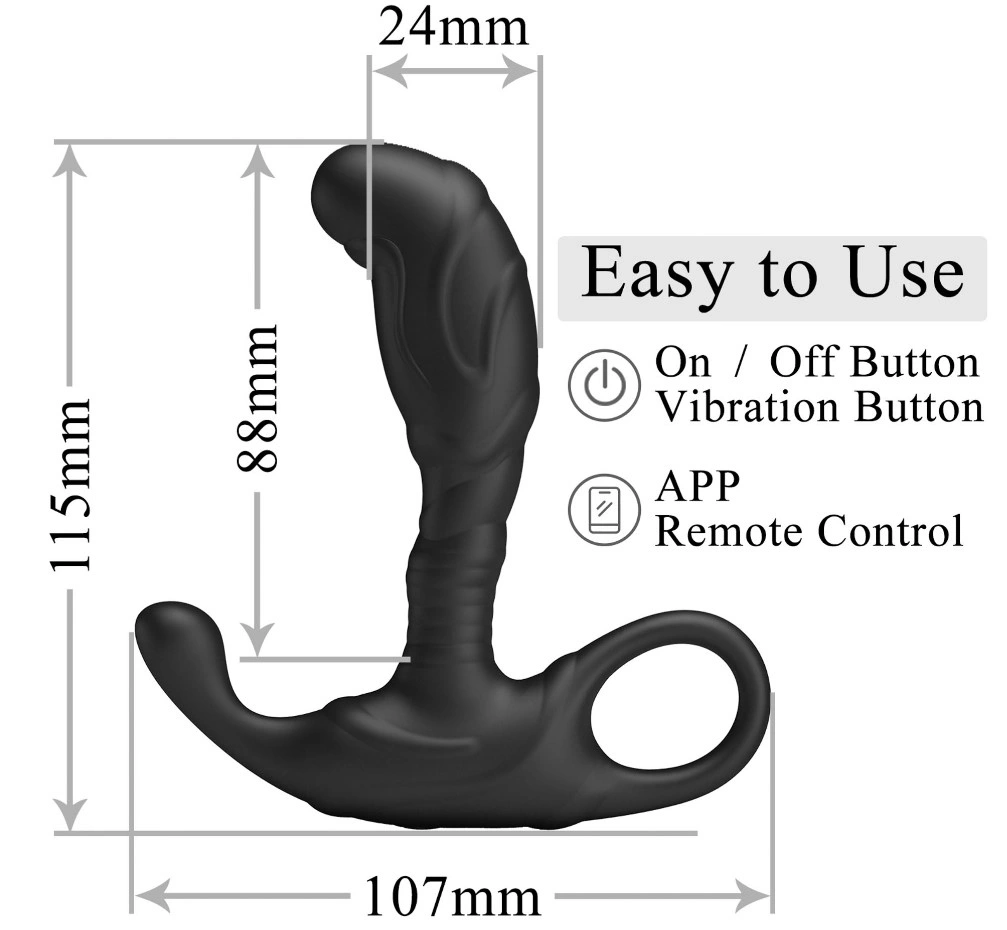 Stimulator Anal Andrew, Control Bluetooth, Aplicatie Mobila, Silicon, Negru, 11.5 cm, #5, Erotic24.ro