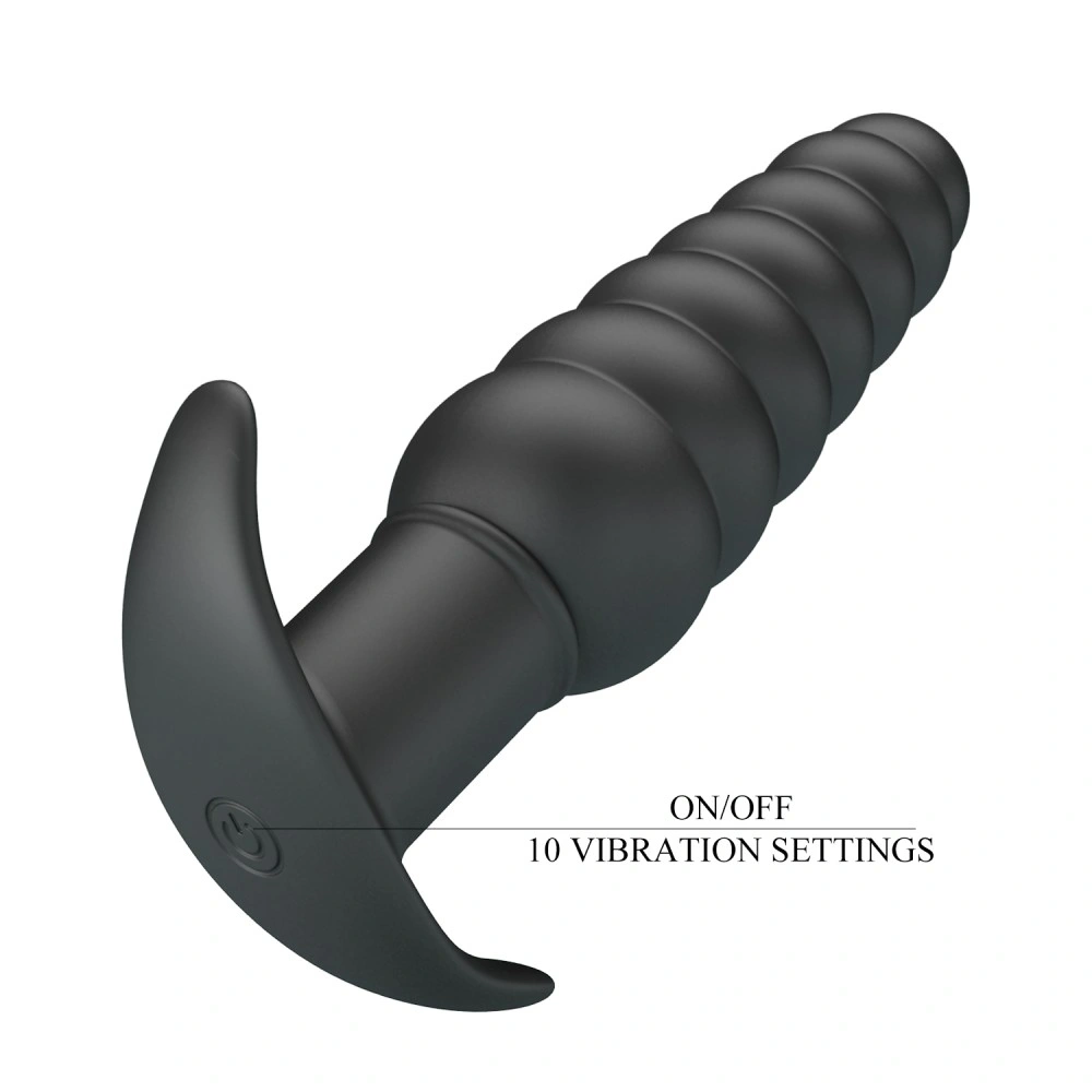 Vibator Anal Aeolis, 10 Moduri Vibratii, Silicon, Negru, 11 cm, #6, Erotic24.ro
