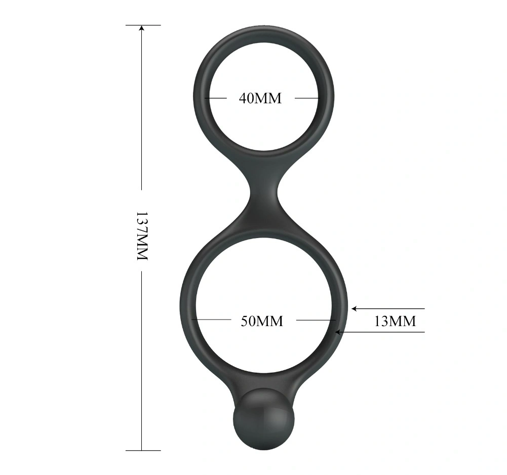 Inel Dublu de Penis Florian cu Stimulator Anal, Silicon, Negru, #4, Erotic24.ro