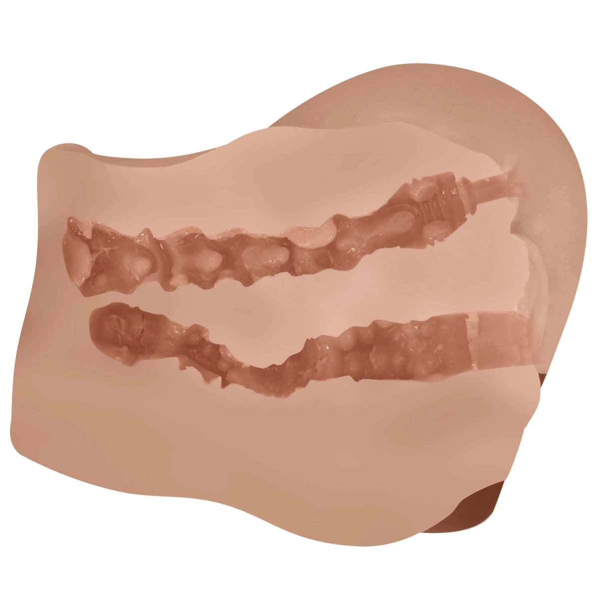 Masturbator Realist Vagin&Anus cu Vibratii Crazy Bull Mila, Soft Skin, Maro, 1.4 kg, #8, Erotic24.ro