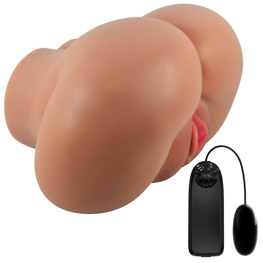 Masturbator Realist Vagin&Anus cu Vibratii Crazy Bull Luna, Soft Skin, Maro, 1.48 kg