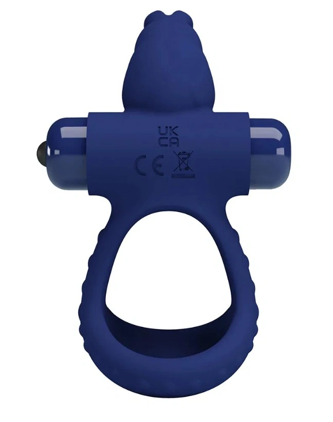 Inel Dublu de Penis Luchito, 10 Moduri Vibratii, Silicon, Albastru, Nr. 2, Erotic24.ro