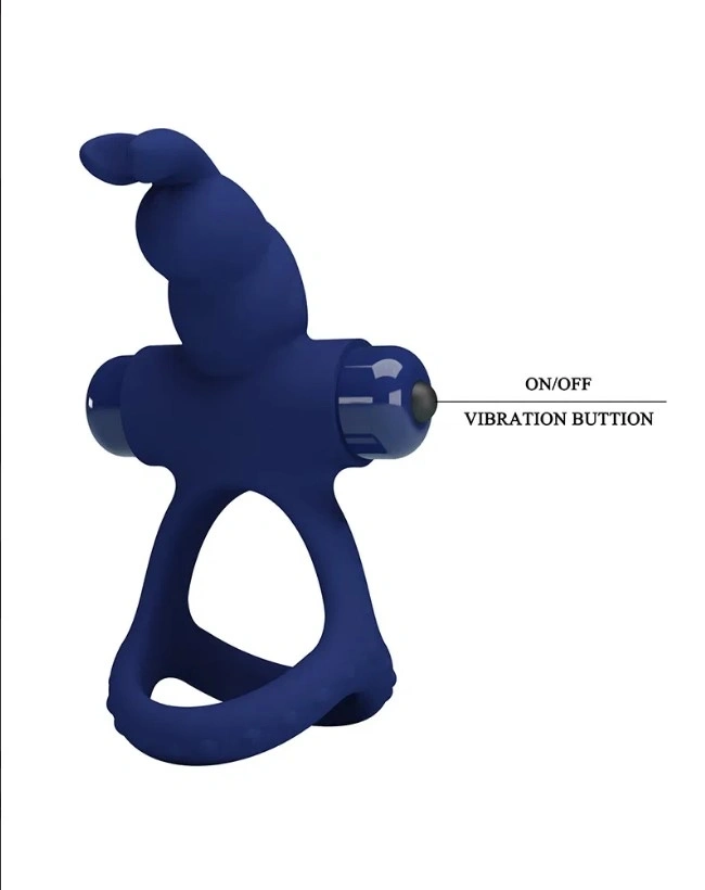 Inel Dublu de Penis Luchito, 10 Moduri Vibratii, Silicon, Albastru, Nr. 3, Erotic24.ro