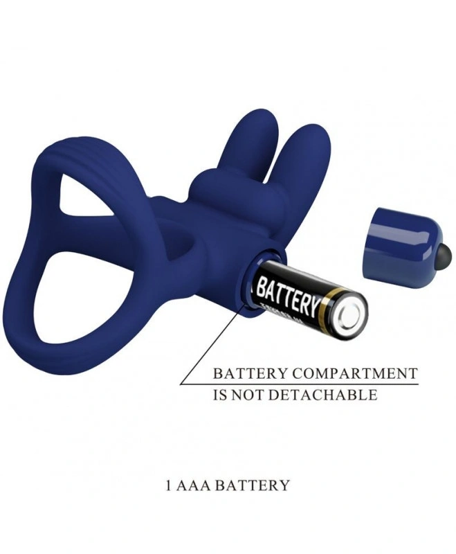 Inel Dublu de Penis Francisco, 10 Moduri Vibratii, Silicon, Albastru, #5, Erotic24.ro