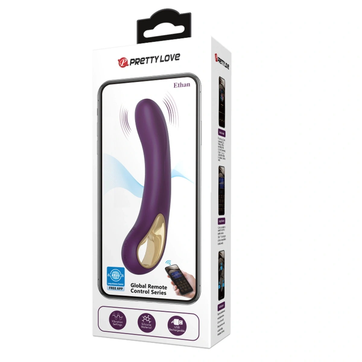 Vibrator Ethan, 12 Moduri Vibratii, Bluetooth Control, Silicon, USB, Mov, 20 cm, #7, Erotic24.ro