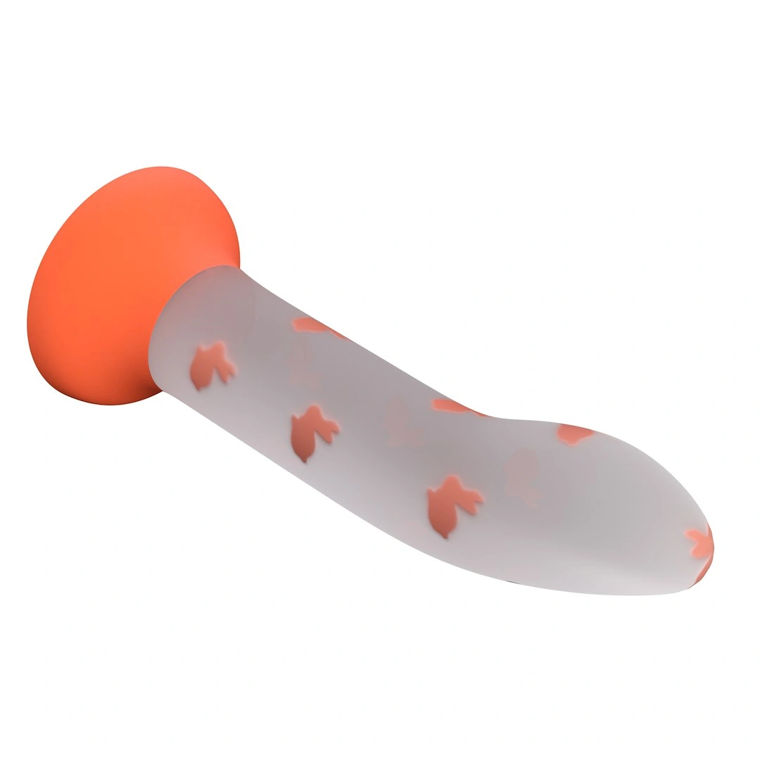 Dildo Magical Nightfall, Luminous Silicone, Portocaliu, 17 cm, #3, Erotic24.ro