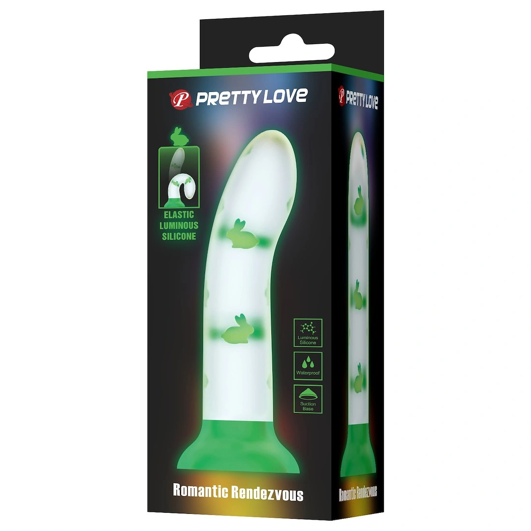 Dildo Romantic Randezvous, Luminous Silicone, Verde, 17 cm, #7, Erotic24.ro