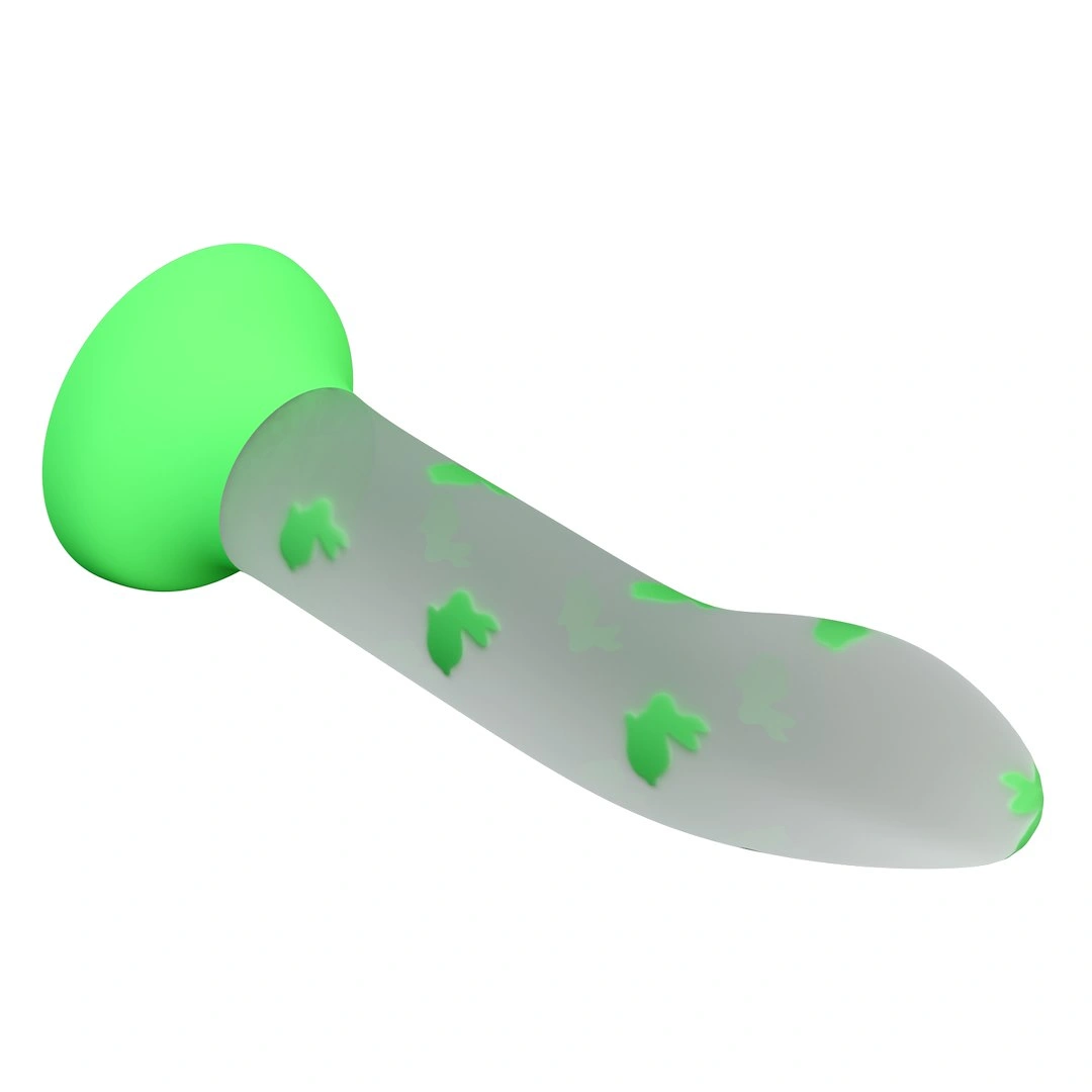 Dildo Romantic Randezvous, Luminous Silicone, Verde, 17 cm, #3, Erotic24.ro