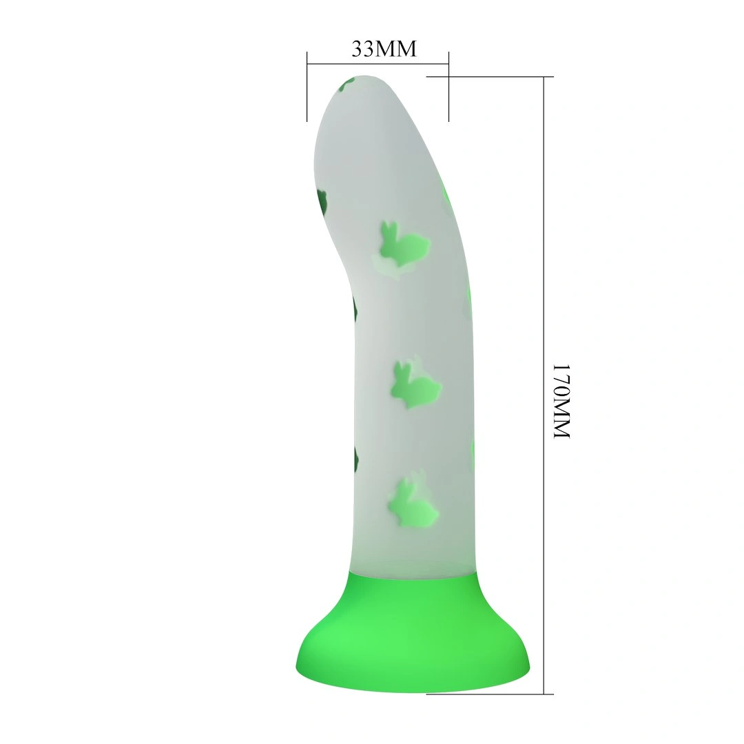 Dildo Romantic Randezvous, Luminous Silicone, Verde, 17 cm, #6, Erotic24.ro