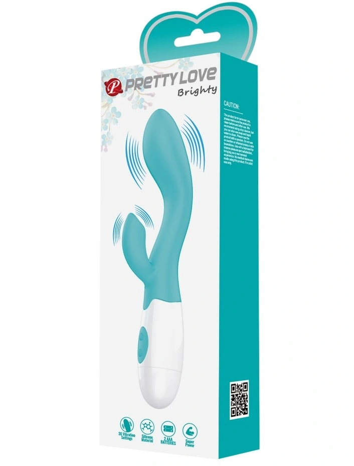 Vibrator Iepuras Brighty 30 Moduri Vibratii, Silicon, Verde/Alb 20 cm, #9, Erotic24.ro