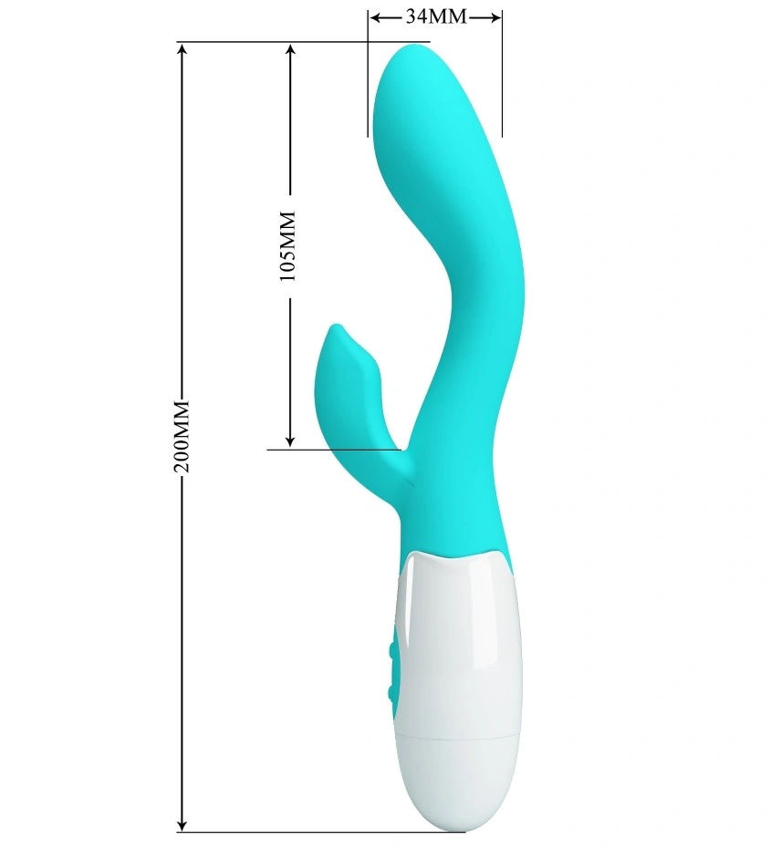 Vibrator Iepuras Brighty 30 Moduri Vibratii, Silicon, Verde/Alb 20 cm, #8, Erotic24.ro