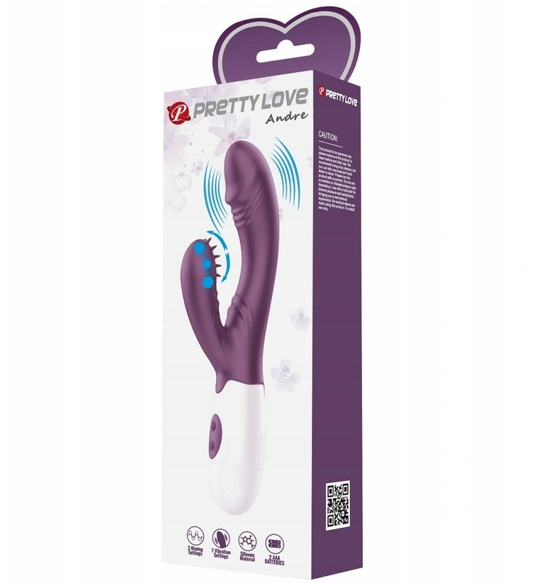 Vibrator Iepuras Andre, Vibrating&Tickling, Silicon, Violet, 20 cm, #7, Erotic24.ro
