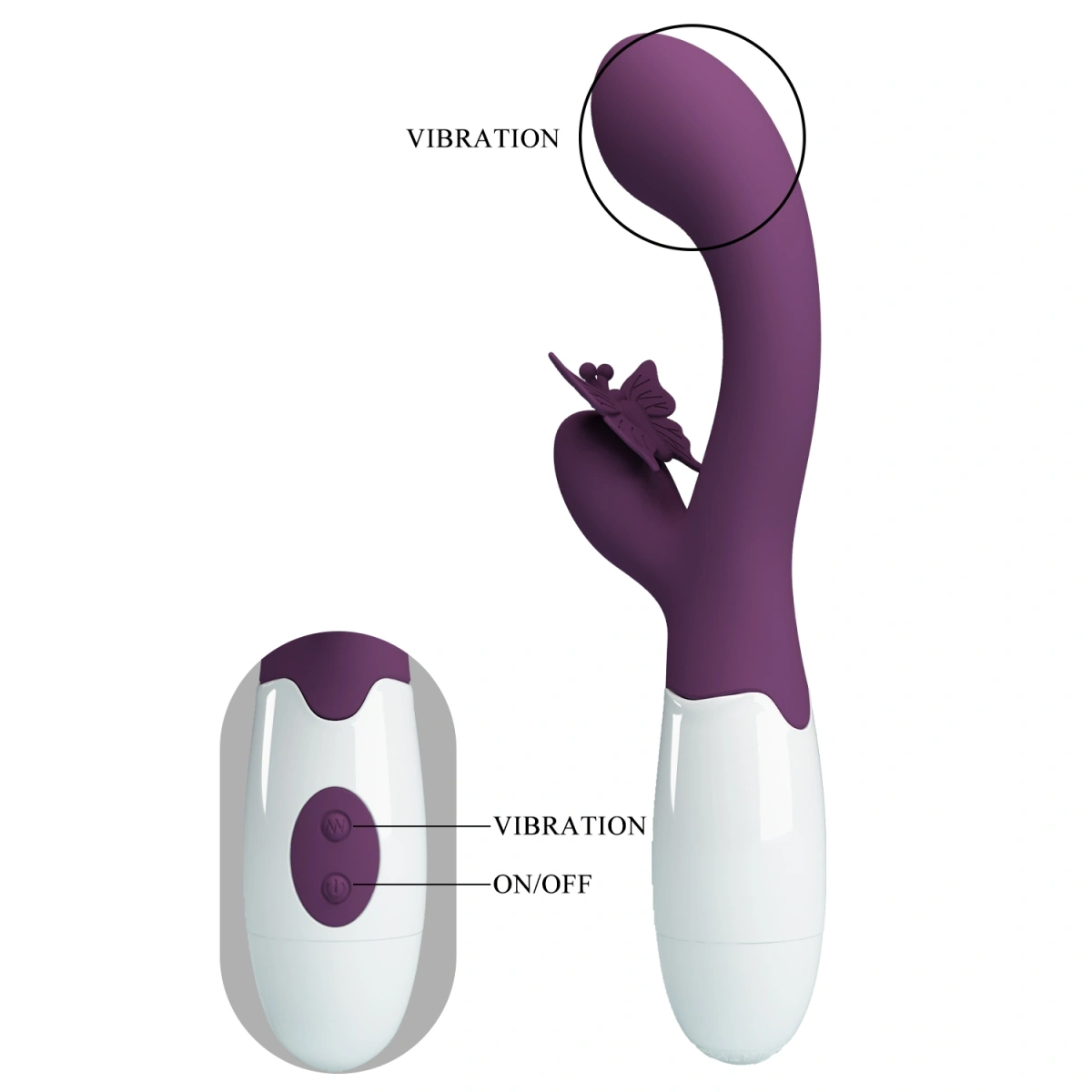 Vibrator Iepuras Butterfly Kiss, 30 Moduri Vibratii, Silicon, Mov, 19.9 cm, #5, Erotic24.ro