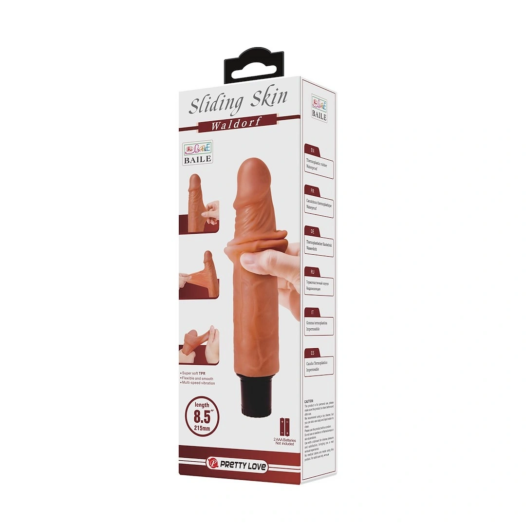 Vibrator Waldorf Baile Sliding Skin Vibrator, TPR, Maro 21.5 cm, Nr. 6, Erotic24.ro