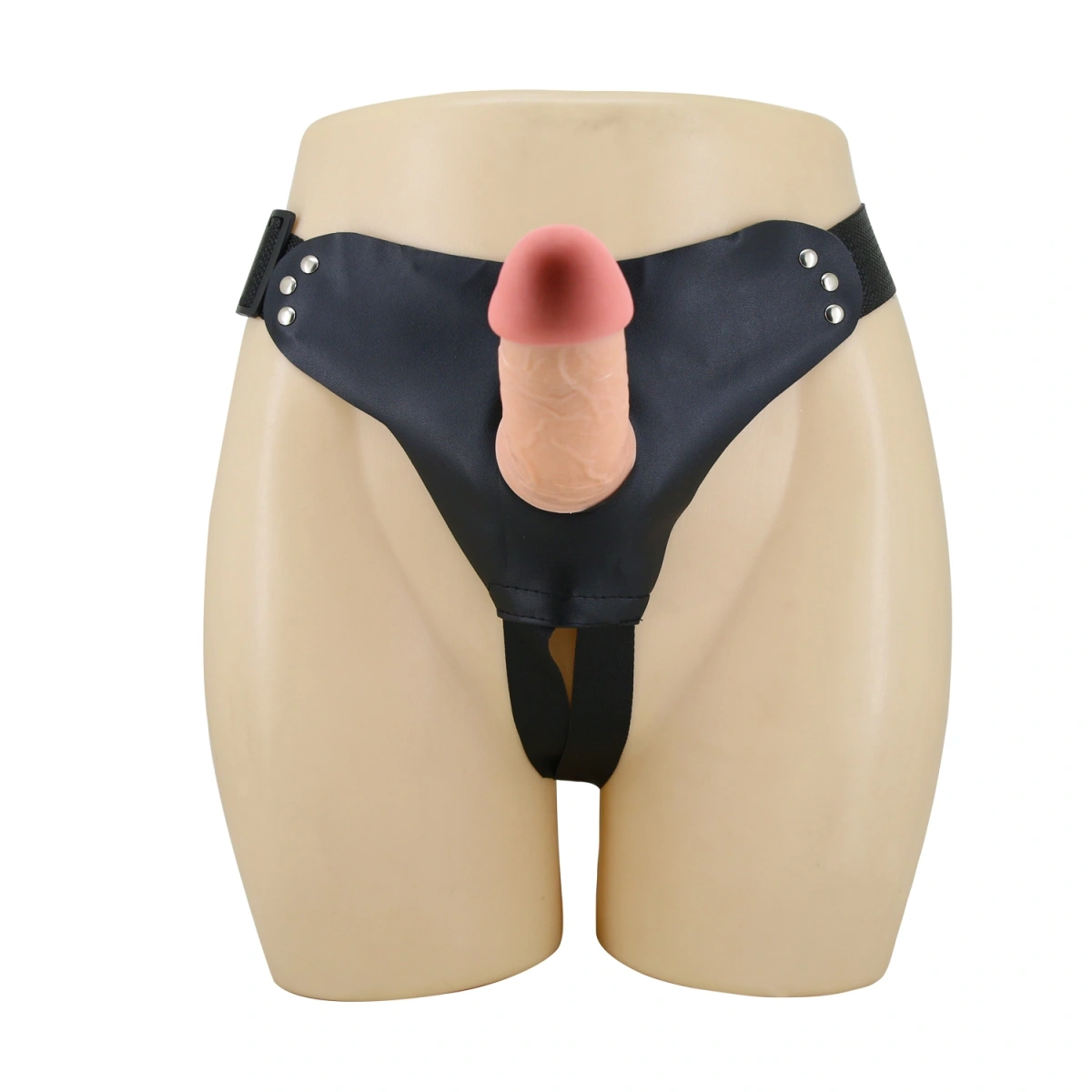 Strap-On Harness Mavis cu Dildo Hollow, TPR, Maro, 19 cm, #6, Erotic24.ro