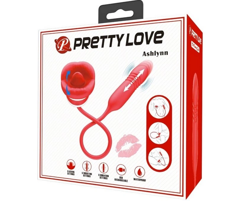Stimulator Ashlynn, Thrusting, Licking, Vibrating, Silicon, USB, Rosu, #4, Erotic24.ro