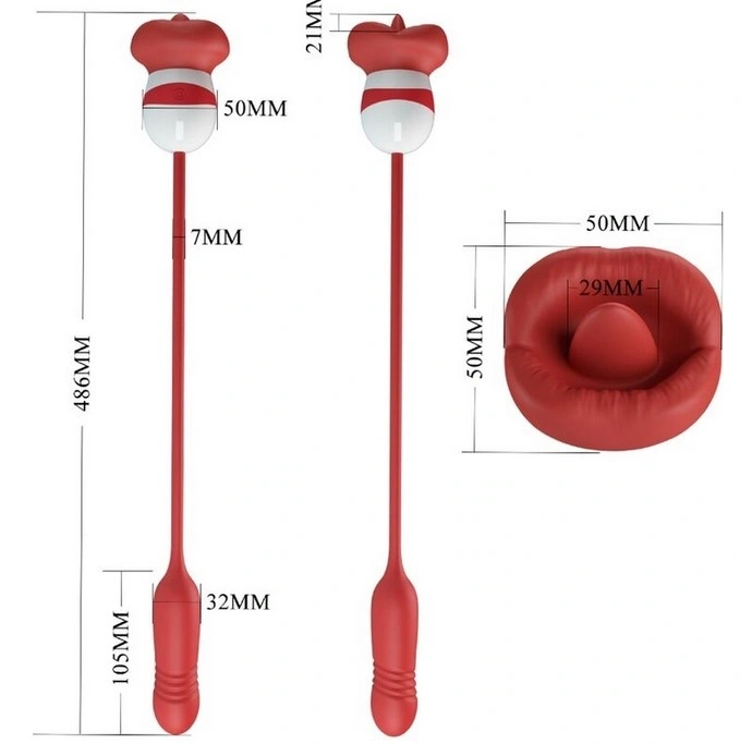 Stimulator Ashlynn, Thrusting, Licking, Vibrating, Silicon, USB, Rosu, #3, Erotic24.ro