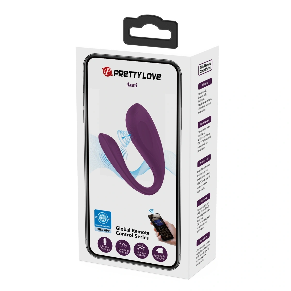 Ou Vibrator Aari, Bluetooth Control Free App, Silicon, USB, Mov, Nr. 16, Erotic24.ro