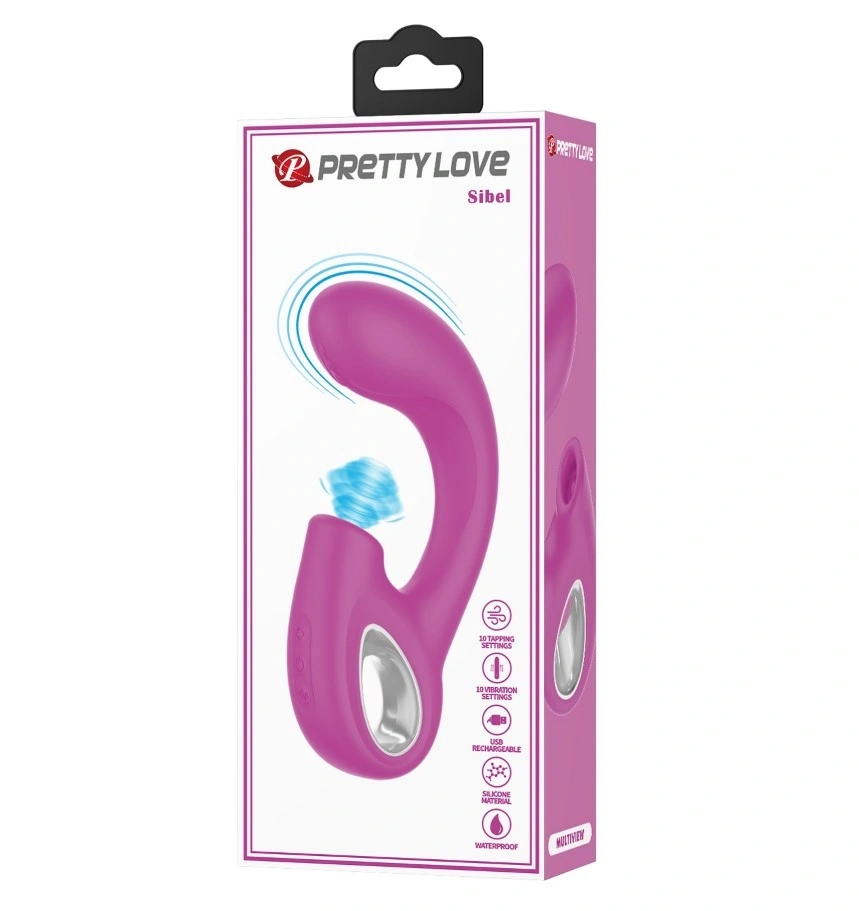 Vibrator Sibel, 10 Moduri Vibratii, 10 Moduri Tapare, Silicon, USB, Mov, 15.5 cm, #9, Erotic24.ro
