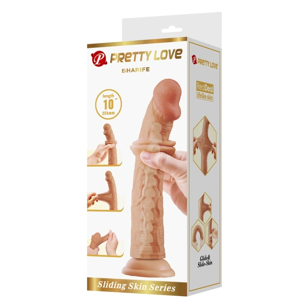 Dildo Pretty Love Sharife, Bendable, TPR Sliding, Natural, 25.4 cm, Nr. 7, Erotic24.ro